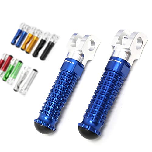 MC MOTOPARTS MPRO Blue CNC Rider Foot Pegs Compatible with YZF R1 00-21 YZF R6 03-19 YZF R1M 15-21 R1S 16-19 - color: Blue, size: No Extension