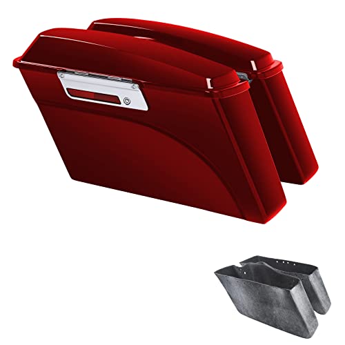 XFMT Motorcycle Saddlebags Hard Saddle Bags W/Black Latches & Liner For Harley Touring Road King Street Glide Road Glide Electra Glide 1993-2013, Red - color: Red, size: Standard