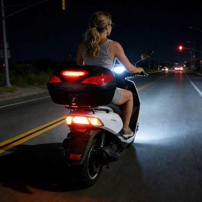 Yescom AHR 48L Motorcycle Top Case with Light Universal Tour Tail Box Scooter Trunk - size: 48L w/ LED