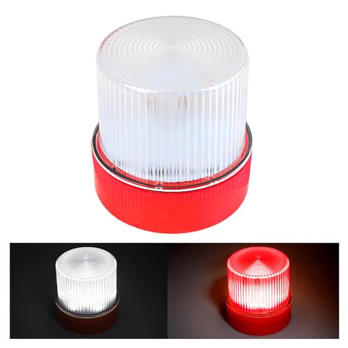 Walfront V16 Traffic Emergency Light LED Strobe Beacon with Magnetized Roof Mount and Hook for Car Motorcycle Roadside Emergencies IP67 Rainproof (Red White) - color: Red White