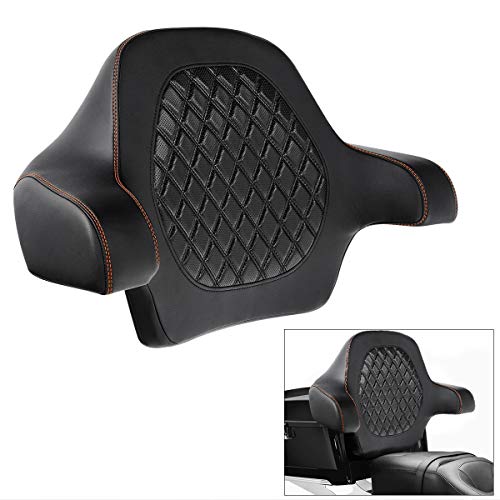 C.C. RIDER Black Diamond Sissy Bar - Wrap-around King Chopped Trunk Backrest Pad fit for Harley Touring Tour Trunk Road King FLHR Street Glide FLHX Road Glide FLTRX 2014-2024 - color: 04# Brown Passenger Backrest