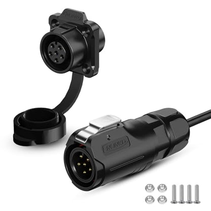 CNLINKO LP12 6-Pin Circular Connector with 1 Meter Cable Assemblies, IP68 Waterproof Industrial Electrical Connector for Outdoor Equipment Automotive Machinery M12 Cylindrical Connectors (6 Pin) - size: 6-Pin, style: Plug with 1M Cable