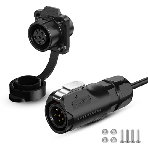 CNLINKO LP12 6-Pin Circular Connector with 1 Meter Cable Assemblies, IP68 Waterproof Industrial Electrical Connector for Outdoor Equipment Automotive Machinery M12 Cylindrical Connectors (6 Pin) - size: 6-Pin, style: Plug with 1M Cable