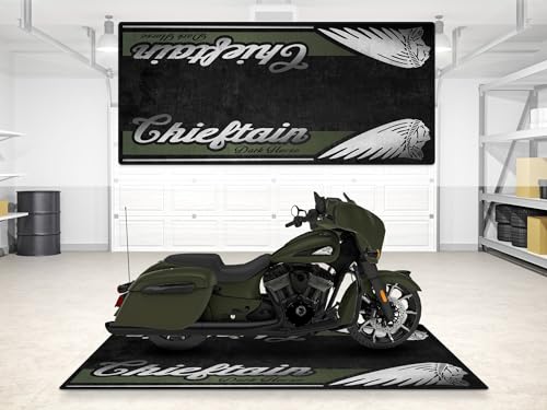 Parking Mat for Chieftain Dark Horse Motorcycle Model, Display and Pit Mat, Washable Non-Slip Garage, Showroom Mat (Sagebrush Smoke, Size 2: 102 x 47/260 x 120 cm) - color: Sagebrush Smoke, size: Size 2: 102 x 47 "/ 260 x 120 cm