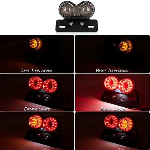 40W 40-LED Motorcycle Tail Light Integrated Driving&Brake Light Turn Signal Lamp With License Plate Bracket for Harley Honda Yamaha Suzuki Kawasaki (Black)