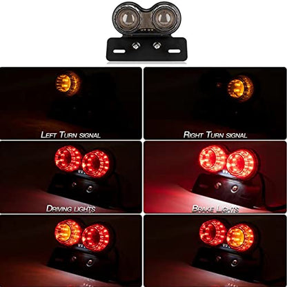 40W 40-LED Motorcycle Tail Light Integrated Driving&Brake Light Turn Signal Lamp With License Plate Bracket for Harley Honda Yamaha Suzuki Kawasaki (Black)
