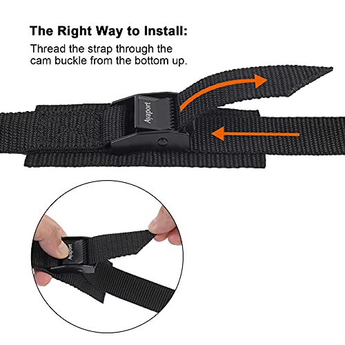 Ayaport Adjustable Cam Buckle Lashing Straps 4ft 4pack Tie Down Straps - color: Black, size: 1" x 4'