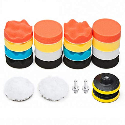 Car Foam Drill Polishing Pad Kit 22 PCS, 3 Inch Buffing Pads - size: 3Inch-22PCS
