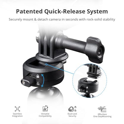 PGYTECH CapLock Quick Release Bike Motorcycle Handlebar Mount, 360°Dual-Ball Rotation, 1/4"-20 Adapter, for DJI OSMO Action 6/5 Pro/4/Pocket 4/3/Xtra Muse/Gopro/Insta360 Ace Pro 2/X5/Luna Ultra, Phone