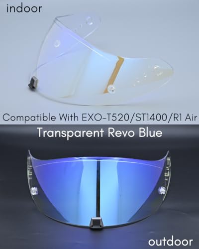 Compatible With EX0 T520 Motorcycle Helmet Visor R1 Air Face Helmet Shield Replacement ST1400 Tinted Visor (Transparent Revo Blue) - color: Transparent Revo Blue