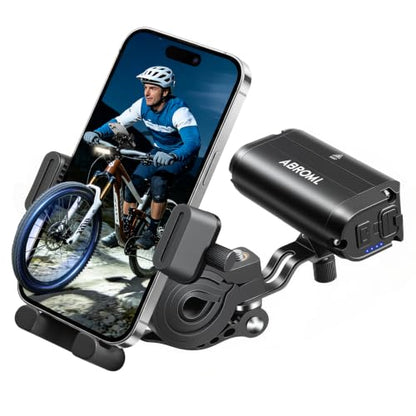 2026 NEW Bike Phone Holder, 2-in-1 Detachable Bike Light & Motorcycle Phone Mount Holder, IPX5 Rechargeable Bicycle Headlight, Adjustable for iPhone 17 16 15 Pro Max, Galaxy and 4-6.5" Phone
