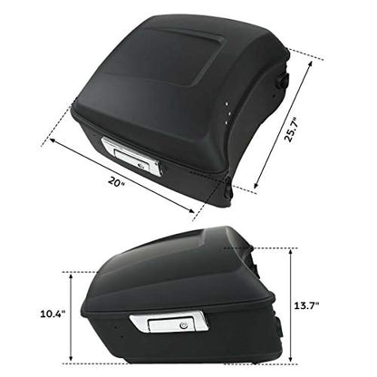 TCMT 13.7" King Motorcycle Trunk Box W/Latches Key Fit For Harley 2014-2025 Touring CVO Road King Road Glide Street Glide Electra Glide Pack - color: Matte Black Chrome Latches(W Speaker Holes)
