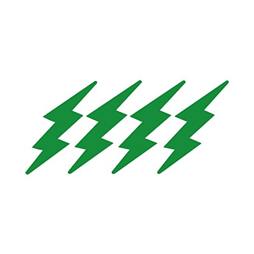 StickerDad Lightning Bolts Pack of 4 for Helmet, Windows, Walls, Bumpers, Laptop, Lockers (Reflective Green, 3 Inches) - color: Reflective Green