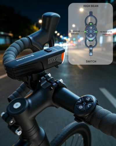 Kingkong X7MAX Bike Light, Super Bright High/Low Beam Modes, Garmin & Wahoo Compatible, Replaceable 18650 Battery, USB Rechargeable Waterproof Bicycle Headlight for Road & Mountain Night Riding