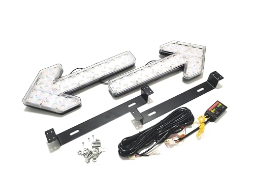 CFLMYYXGS 12V-24V Waterproof Vehicle Amber/White LED Lights Arrow Pilot Light Signal Light Watering Cart Sweeper Work Car Construction Vehicle LED Pilot Light Wrecker Indicator Light bar - color: Amber-White