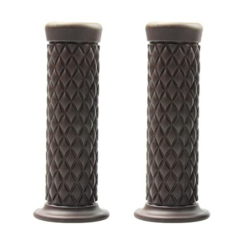 Motorcycle Hand Grips, Non Slip Rubber Bar for 7/8" 22mm/24mm Handles, Vintage Motorbike Thruster Grip, Handlebar for Hand Comfort, Universal for Motocross Scooter Dirt Bike, Open End (Coffee) - color: Coffee