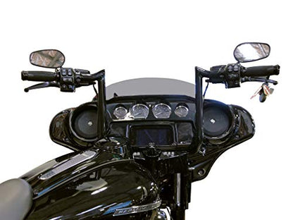 Dominator Industries 1 1/4" PRE-WIRED 14" Meathook Bar Ape Hangers Handlebars Compatible with 2014-2022 Harley Davidson Bagger Electra & Street Glide Special Ultra Limited & Low (Gloss Black)