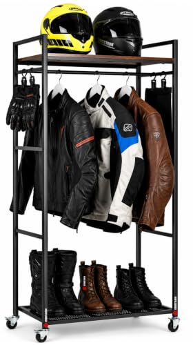 Motorcycle Helmet Holder, Motorcycle Gear Storage Rack, Display Stand for Accessories, Jacket, Gloves and Boots, Helmet Rack for Garage or Workshop Organization