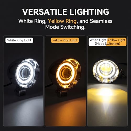 4.5 Inch 2 Pcs Chrome LED Motorcycle Fog Passing Lights ABS Plastic Auxiliary Lamp for Motorcycles Highway Cruising Urban Riding (Chrome)