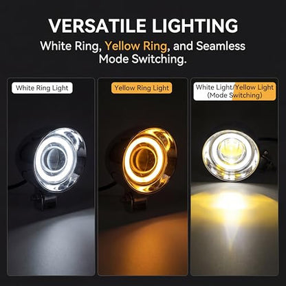 4.5 Inch 2 Pcs Chrome LED Motorcycle Fog Passing Lights ABS Plastic Auxiliary Lamp for Motorcycles Highway Cruising Urban Riding (Chrome)