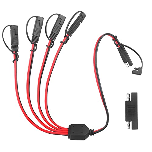 12AWG SAE Y Splitter Cable 1 to 4 Way SAE Extension Cord,2FT | With SAE Polarity Reverse Adapter, Quick Disconnect Automotive DC Power Wire,For Vehicle RV Motorcycle Solar Battery Transfer - size: 12AWG without Fuse