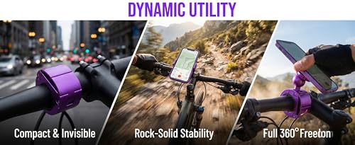 2 Pack Universal Aluminum Bike Phone Mount Anti-Shake Motorcycle Cell Holder for Phones CNC Metal Handlebar Bracket for Road & Mountain Bikes-Purple - color: Purple