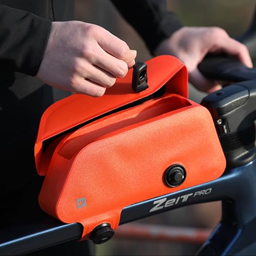 Rhinowalk Bike Frame Bag with Magnetic Flap Waterproof Bicycle Top Tube Bag Bikepacking Cycling Tools Storage Bag for MTB Road Bike - color: Orange