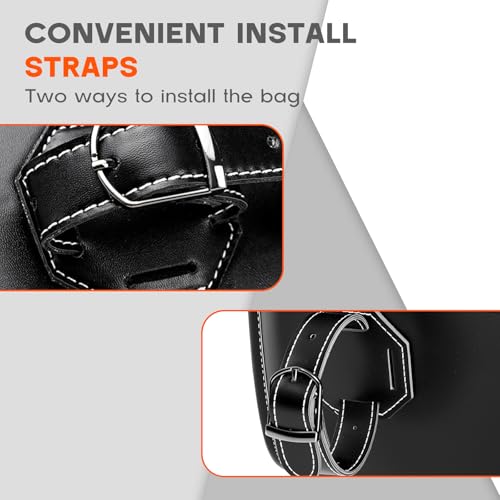 Rogierra Punk Motorcycle Front Fork Bag for Cruiser Motorcycles,Leather Motorcycle Tool bag Handlebar Bag with Reinforced Straps Waterproof bag with Lock design,14L - style: Embossed Skull Pattern With Lock Design