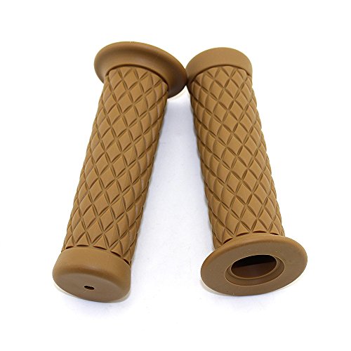 Motorcycle Grips Non Slip Rubber Bar End Thruster Grip 7/8" 22mm 24mm Motorcycle Comfort Hand Handlebar Grip Thruster Grip - color: Vintage Yellow, size: Bar End-7/8"&1"(22mm&24mm)