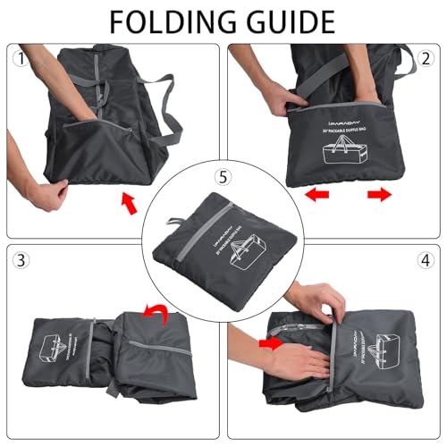 iFARADAY Foldable Duffel Bag 30" / 75L Lightweight with Water Rresistant for Travel-Grey - color: Grey-75L