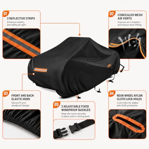 3 Wheel Motorcycle Cover for Can-Am Spyder RT Limited 2016-2026, 420D Reverse Trike Cover Water Resistant All Weather Outdoor with Lock Holes & Windproof Straps