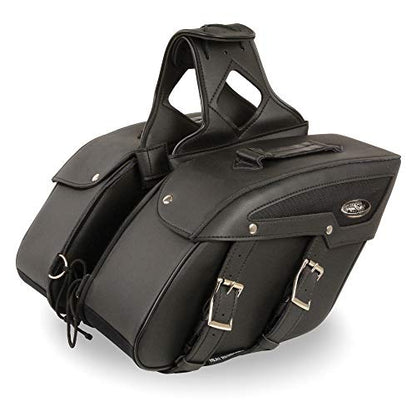 Milwaukee Leather PVC 2-Strap Throw-Over Easy Zip off and off Motorcycle Saddlebags - Medium - color: SH65801ZB-BLACK, size: Medium