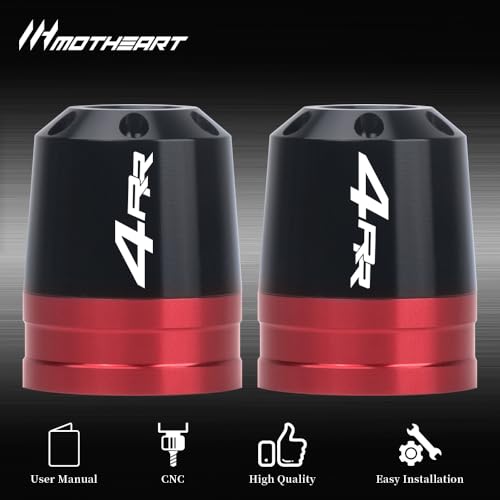 Motorcycle Handlebar End Weights For Ninja ZX-4RR 2023-2025 Heavy Duty Stainless Steel & Aluminum Bar Ends with Vibration Dampers Universal 8mm Fit Accessories (Red) - color: Red
