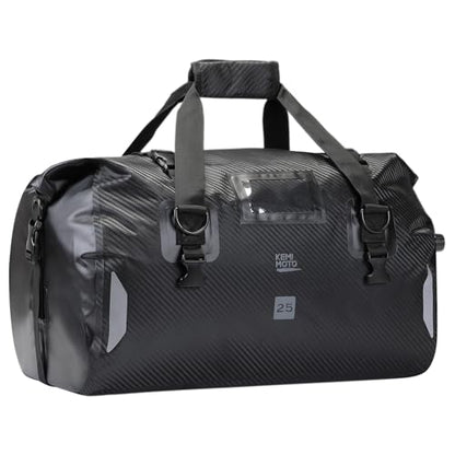 KEMIMOTO Waterproof Motorcycle Dry Bag – Duffle Tail Bag Soft Luggage, 25L/40L/65L Large Capacity with 4 Quick-Release Straps, Dustproof for Touring, Adventure, Motorcycling & Camping Black - size: 25L