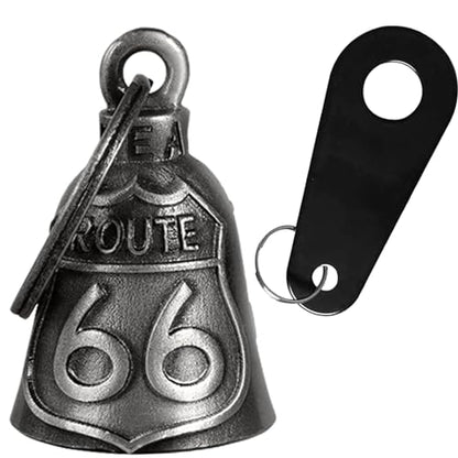 Dream Apparel Motorcycle Bell Guardian Angel Drive Away Gremlin, Biker Bell for Men Women Rider Riding, Good Luck Gift - color: Route 66