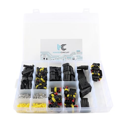 408Pcs Waterproof Car Electrical Connectors, 1-6 Pin Automotive Wire Connector Male Female Terminals Plug Kit for Car, Boat, Motorcycle - color: 408pcs