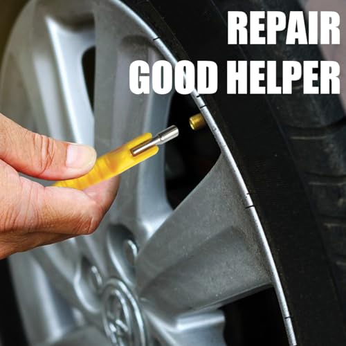 Car Tire Valve Stem Puller/Installer Tool with T Handle, No Scratch Wheel Valve Stem Remover Extender Adapter Replacement, Auto Tire Valve Stem Removal & Installation Repair Tool (T-Yellow)