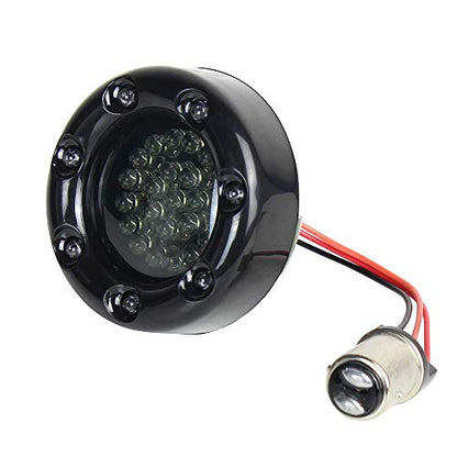 Eagle Lights 2 Inch Bullet Rear Infinity Beam LED Turn Signals and Brake Lights with LED Ring Covers for Harley Davidson - Black / 1157 Base - color: Black