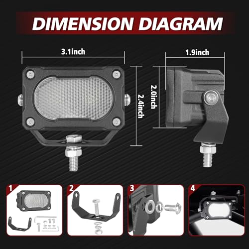 LED Pods Light Cube 3 Inch 2PCS Off Road Driving Bumper Light Bar Reverse Ditch Auxiliary Lights Backup LED Work Lights for Motorcycle Truck Pickup UTV ATV Boat 4x4 - color: White Driving Combo
