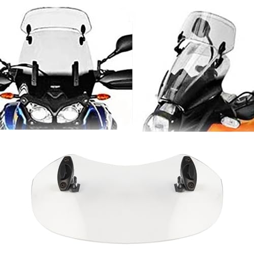 28.5cm Motorcycle Wind Deflector Clear Lens Adjustable Clip Windshield Extension Universal Fit for Most Motorcycle Scooter, White - size: Small-white