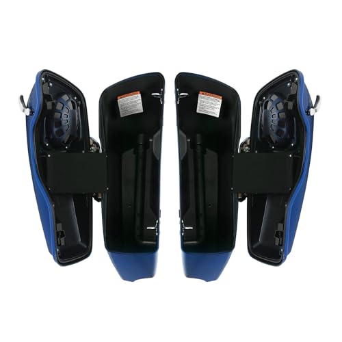 HR3 Superior Blue (Pinstripe) 4" Stretched Hard Saddlebags w/Speaker Lids Compatible with 2015 Road Glide Special FLTRXS (Replace for OEM) - color: Superior Blue (Pinstripe)