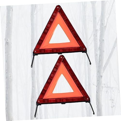 STOBAZA 2pcs Collapsible Warning Triangle Sign Emergency Roadside Kit Safety Material Day Night Visibility - size: 43.5X37cm