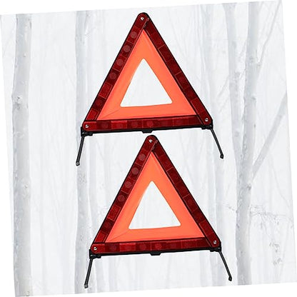STOBAZA 2pcs Collapsible Warning Triangle Sign Emergency Roadside Kit Safety Material Day Night Visibility - size: 43.5X37cm