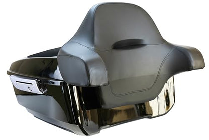 YHMOTO King Tour Trunk+Around Backrest+Luggage Rack Fit for Harley Touring Road King, Road Glide, Street Glide,CVO 2014-2026 (King Tour Trunk+Around Backrest Pad+Mounting Rack-Chrome) - color: King Tour Pack+Around Backrest Pad+Mounting Rack-Chrome