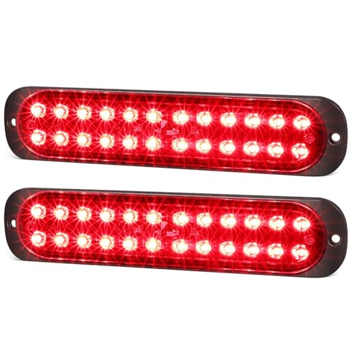 7.5 inch Aluminum Housing Red Stop Brake Turn Signal LED Trailer Lights 24LEDs Waterproof Surface Mount Side Marker Lights for Truck Tractor Motorcycle Jeep RV, 2Pcs - color: Red