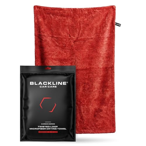 Blackline Car Drying Towel - 2ft x 3ft XL-Popular Pick Among Detailing Pros - 1300 GSM Microfiber Towel - Absorbs Over 8lbs of Water - Leaves No Streaks, Spots or Scratches - Dries an Entire Car - color: Crimson