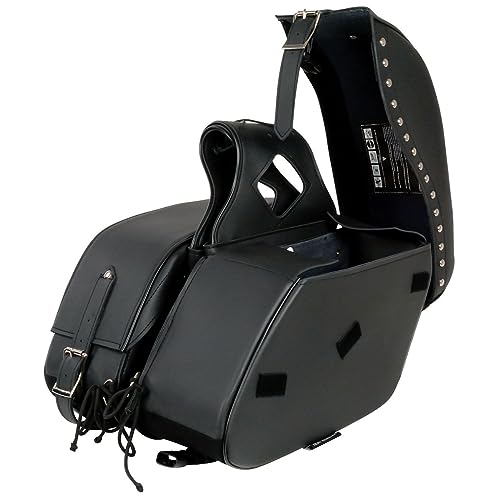 Milwaukee Leather Studded Throw-Over Motorcycle Saddlebags – Synthetic Leather – Universal Fit – Zip-Off - Large - color: SH646ZB-BLACK, size: Large