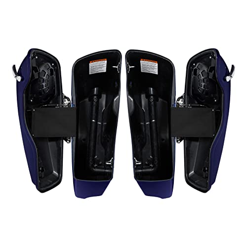 HR3 Zephyr Blue/Black Sunglo 4" Stretched Saddlebags w/Speaker Lids Compatible with 2020 Road Glide Special Road Glide Limited Street Glide Special Ultra Limited (Replace for OEM) - color: Zephyr Blue / Black Sunglo