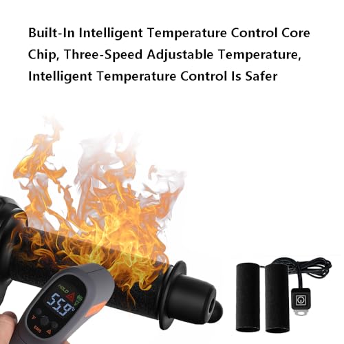 Riloer Motorcycle Heated Grip Cover Pad, 12V Scooter Motorcycle Hand Grip Heater Warmer Hot, 3 Temperature Settings Grips Handlebar Electric Heating Handle Cover (No Offset Printing Pattern) - style: No Offset Printing Pattern