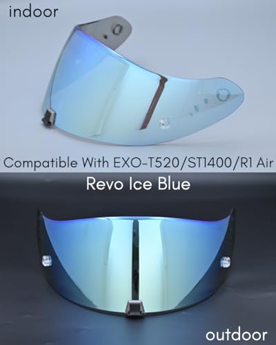 Compatible With EX0 T520 Motorcycle Helmet Visor R1 Air Face Helmet Shield Replacement ST1400 Tinted Visor (Revo Ice Blue) - color: Revo Ice Blue